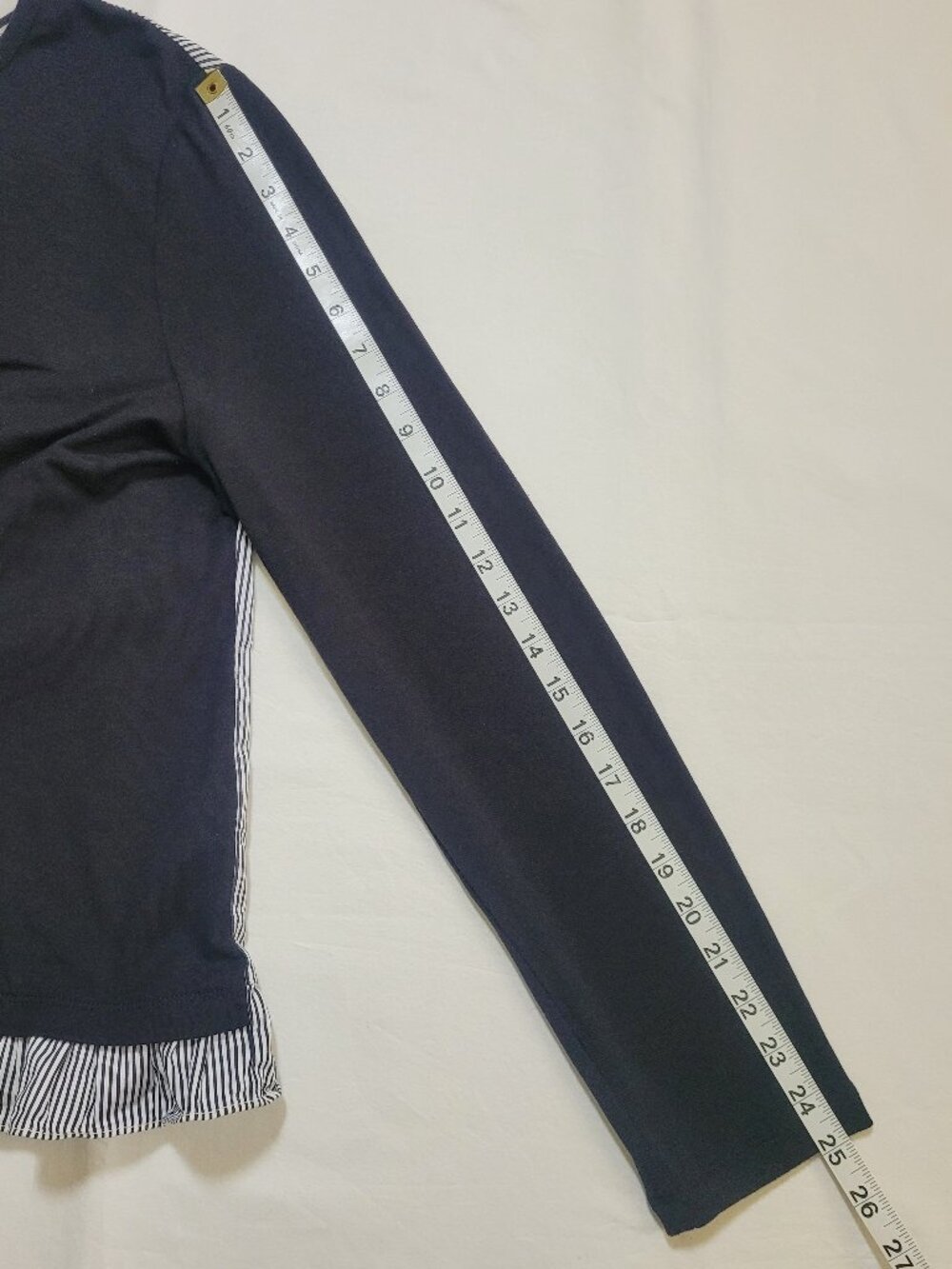 Kate Spade Broome Street Black Mixed Media Top Striped Ruffle Hem Large Coquette - Picture 7 of 9